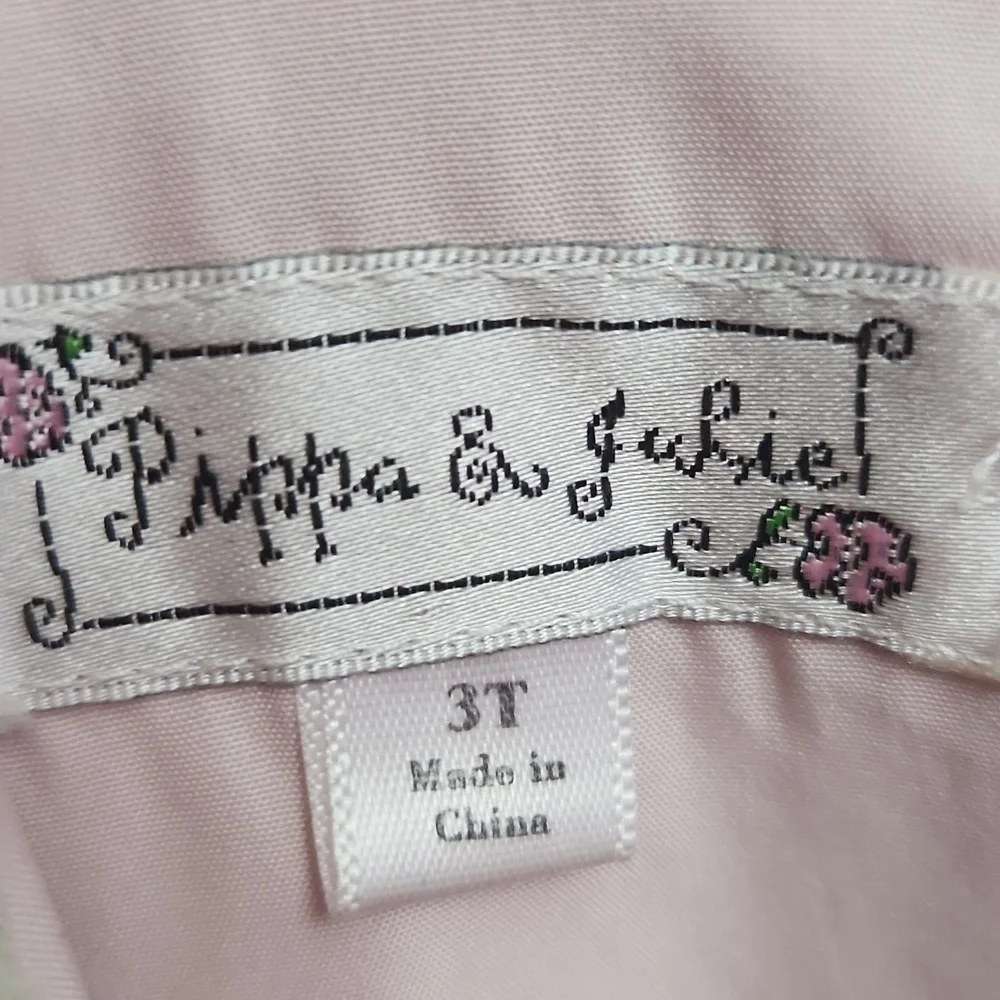 Pippa & Julie Mint Green/ Pale Pink Eyelet Dress with Flower Accent Size 3T